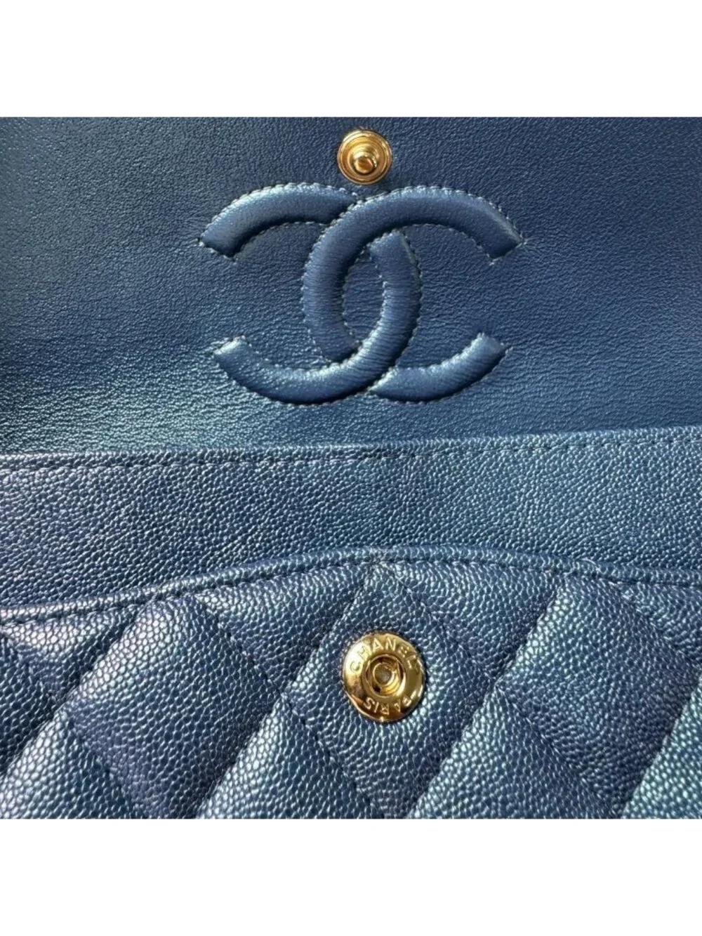 Chanel Quilted 23 Caviar Leather Double Flap Shoulder Bag